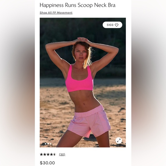‼️LAST ONE‼️ FREE PEOPLE Movement Happiness Runs Scoop Neck Bra Electric Sunset - Picture 6 of 16